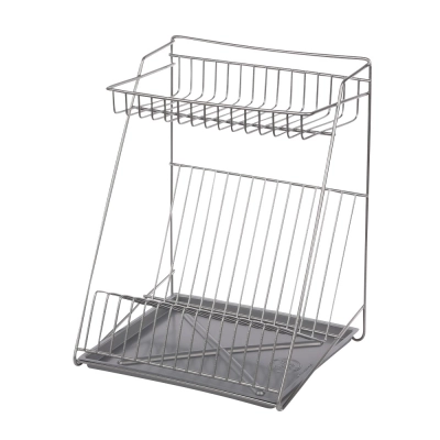 
                                            2 tier dish dryer 30cm with drainer silver
                                            