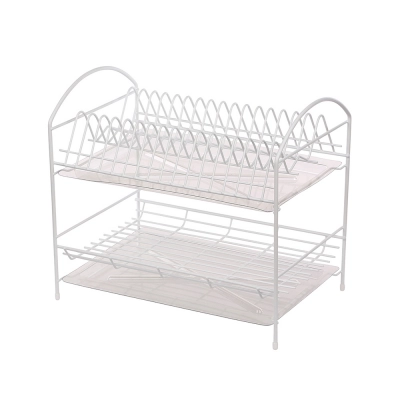 
                                            2 tier dish dryer 40cm with drainer white
                                            