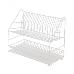 Двухуровневый сушилка для посуды 60 см с дренажной системой белого цвета