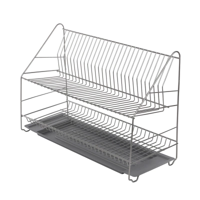 
                                            2 tier dish dryer 60 cm with drainer silver
                                            
