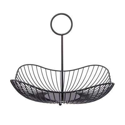 
                                            Black fruit basket with handle 28x25 cm
                                            
