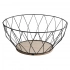 Black round metal basket with wooden bottom 28x12 cm, rhombic shape Black round metal basket with wooden bottom 28x12 cm, rhombic shape