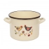 Enamelled pot 4,4L 20cm cream color with Hen decor
