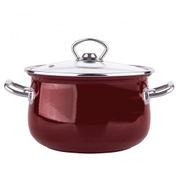 Kate set of 8 enamelled pots 16-22 cm dark red