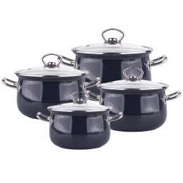 Kate set of 8 enamelled pots 16-22 cm grey
