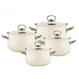 Kate set of 8 enamelled pots 16-22 cm cream