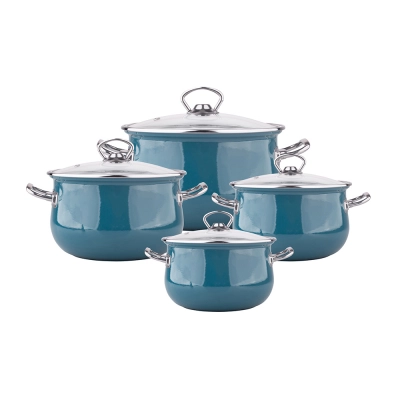 
                                            Kate set of 8 enamelled pots 16-22 cm sea blue
                                            