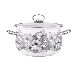 Kate set of 8 enamelled pots 16-22 cm dec. czarny kwiat