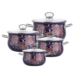 Kate set of 8 enamelled pots 16-22 cm dec. margo