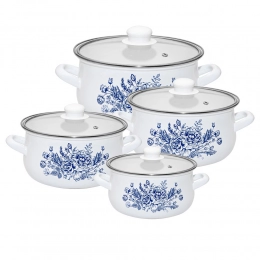 Klara set of 8 enamelled pots 16-22 cm dec. Elisabeth
