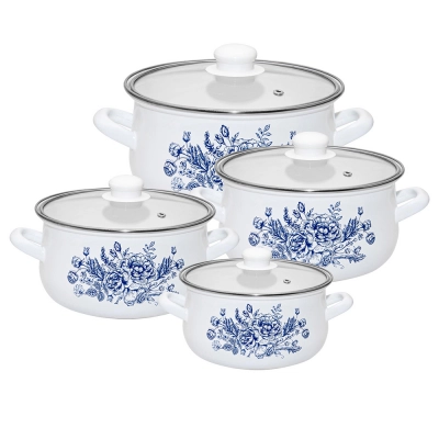 
                                            Klara set of 8 enamelled pots 16-22 cm dec. Elisabeth
                                            