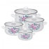 Klara set of 8 enamelled pots 16-22 cm dec.Charlotta white Klara set of 8 enamelled pots 16-22 cm dec.Charlotta white