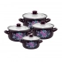 Klara set of 8 enamelled pots 16-22 cm dec.Charlotta purple Klara set of 8 enamelled pots 16-22 cm dec.Charlotta purple