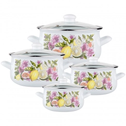 Klara set of 8 enamelled pots 16-22 cm dec. Lemon