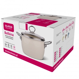 Balbina pot 18cm with glass cover 3,55l material  high quality enamel