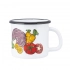Enameled mug 0,45l dia.9cm h.9cm dec. vegetables Enameled mug 0,45l dia.9cm h.9cm dec. vegetables