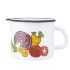 Enameled mug with spout 1,15l dia.12cm h.11,5cm dec. vegetables Enameled mug with spout 1,15l dia.12cm h.11,5cm dec. vegetables
