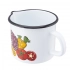 Enameled mug with spout 1,15l dia.12cm h.11,5cm dec. vegetables Enameled mug with spout 1,15l dia.12cm h.11,5cm dec. vegetables