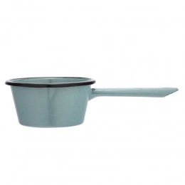 Conical saucepan with spout and long handle  0,45l dia.14cm h.7cm green speckled