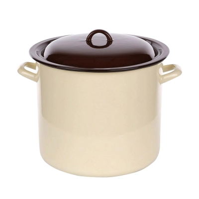 
                                            Эмалированная кастрюля с крышкой 14,2 л; 28 см кремово-темного цвета
                                            