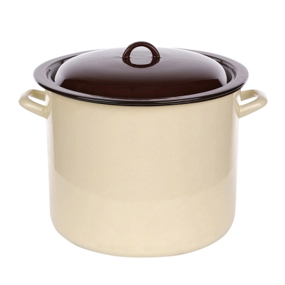 
                                            Эмалированная кастрюля с крышкой 16,6 л; 30 см кремового/темного цвета.
                                            