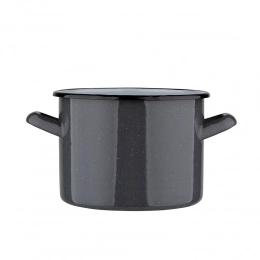 POT 14 CM ENAMEL GREY SPECKLED