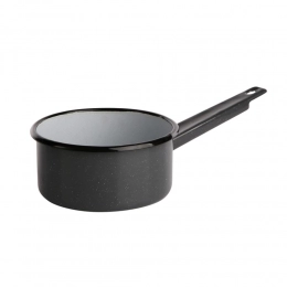 SAUCEPAN  WITH  LONG  HANDLE 14CM ENAMEL GREY SPECKLED