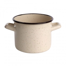 POT 14 CM ENAMEL CREAM SPECKLED