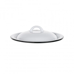 Эмалированная крышка 14 см белого цвета с черным краем