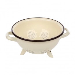 Enamelled colander 22,5cm cream
