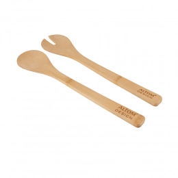 Set of 2 lettuce cutlery bamboo 30x6x1 cm