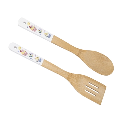 
                                            Sweet love set of 2 bamboo tools: spoon and spatula with decoration
                                            