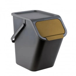 BINI waste segregation bin color black / black garbage can, black lid, brown flap /