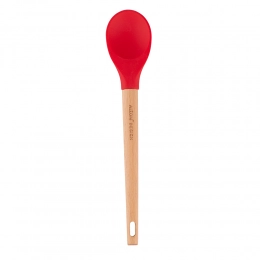 Silicone spoon with wooden handle