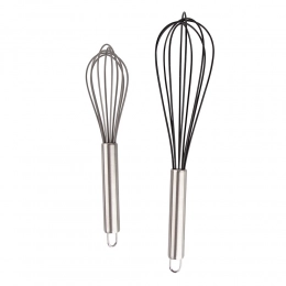 Set of 2 metal whisks with silicone finish