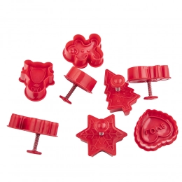 Set of 8 cutters with stamping function, Christmas theme, 6,5x6,5x4 cm
