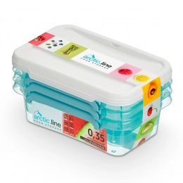 Arcticline rectangular food containers 0.35 L 15x9.5x7.5cm set of 3