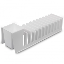 Drainer for 12 plates and cutlery, white