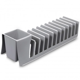 Drainer for 12 plates and cutlery, grey