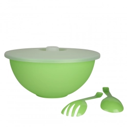 Bowl weekend with lid and salad spoons 26 cm 3,6 L green