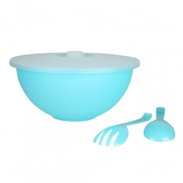 Bowl weekend with lid and salad spoons 26 cm 3,6 L turquoise