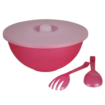 
                                            Bowl weekend with lid and salad spoons 26 cm 3,6 L red
                                            