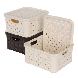 Arianna small basket with lid 16,6x14,5x8.5 cm brown N/N BZ