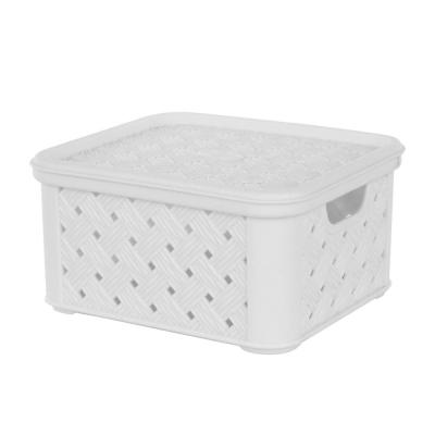 
                                            Arianna small basket with cover 16,6x14,5x8,5cm col.  white
                                            