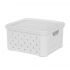 Arianna small basket with cover 16,6x14,5x8,5cm col.  white