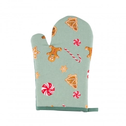 Oven glove 18x28 cm 100% cotton dec. Gingerbread Man