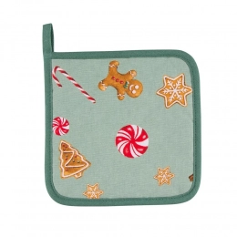 Pot holder 18x18 cm 100% cotton dec. Gingerbread Man