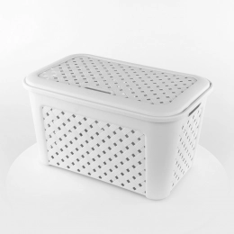 Arianna rectangular basket with cover 43,5x33,5x26cm 23,6l white