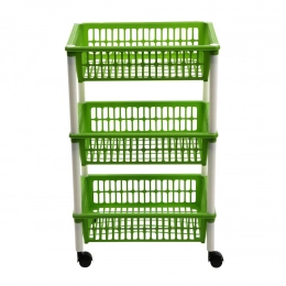 Storage unit with 3 shelves on wheels 62x40cm