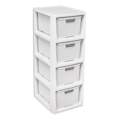 
                                                Хранилище с 4 ящиками 24,1x29,6x64 см белого цвета.
                                                